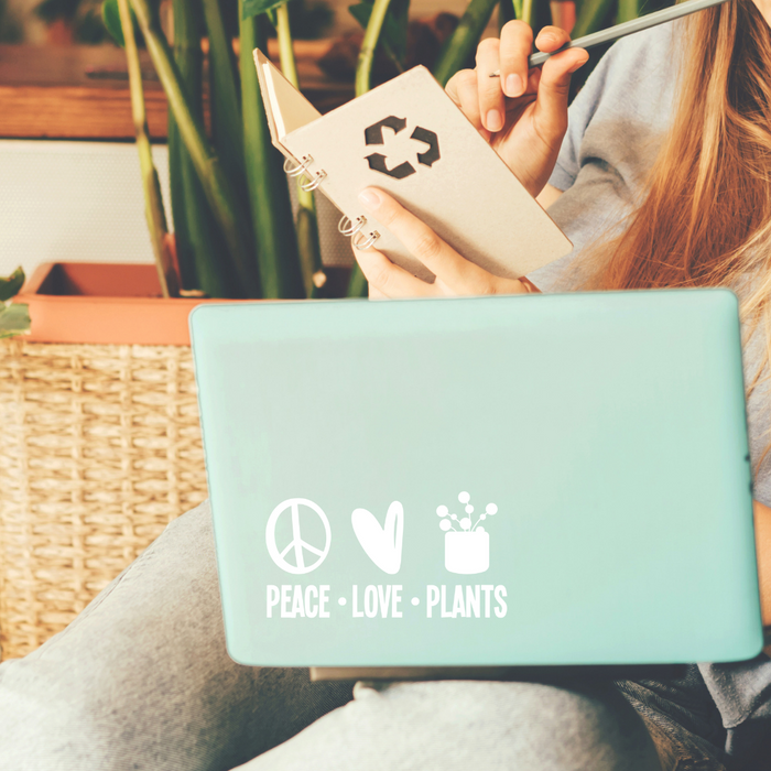 'Peace, Love, Plants' Decal