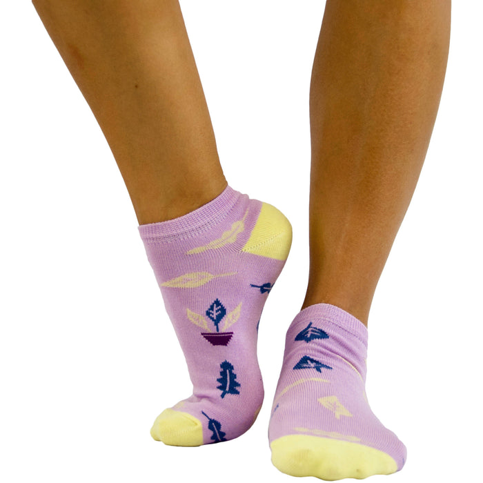 Purple/Yellow Plant Lover Socks / Ankle Socks / Size 6-9